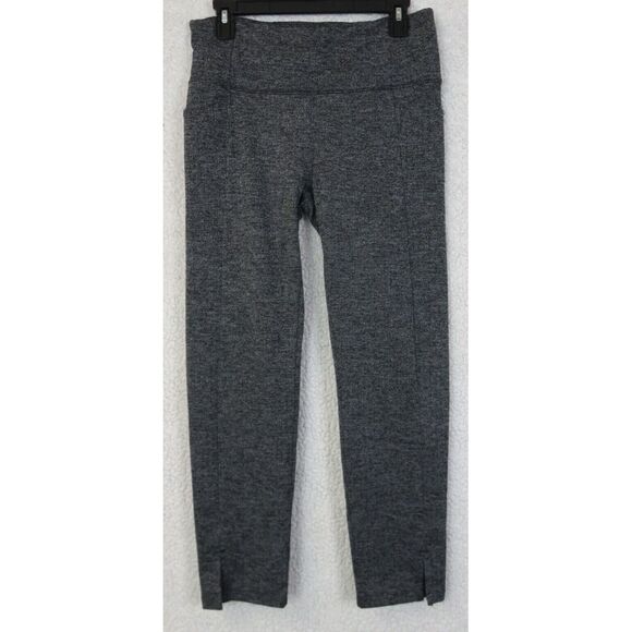 Athleta Pants - Womens Athleta Gray Yoga Pants Gym Workout Size M Herringbone High Waist Spandex